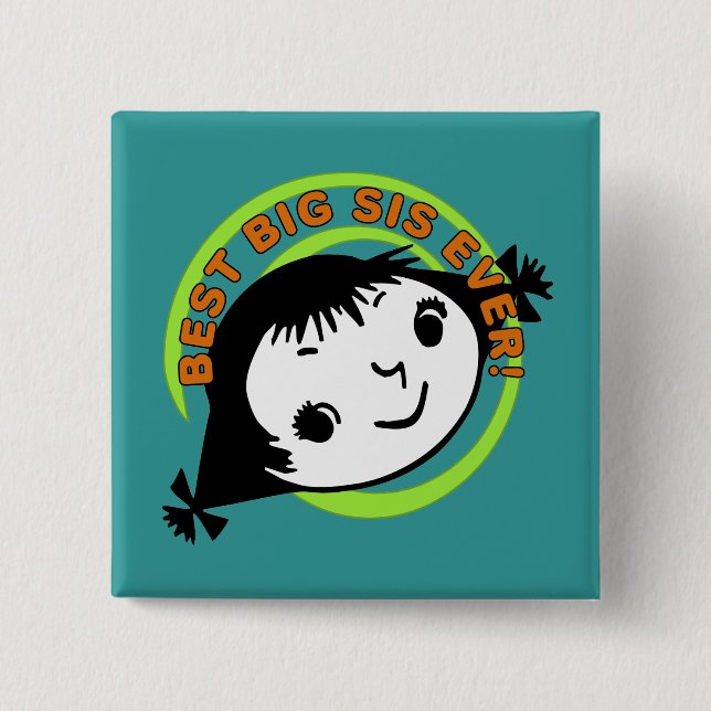 Retro Best Big Sister Ever Button (Vorderseite)