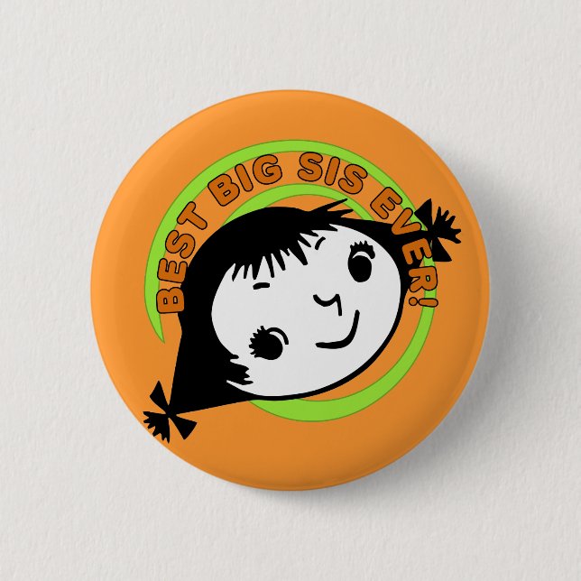 Retro Best Big Sister Ever Button (Vorderseite)