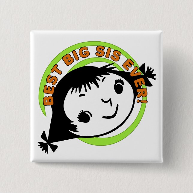 Retro Best Big Sister Ever Button (Vorderseite)