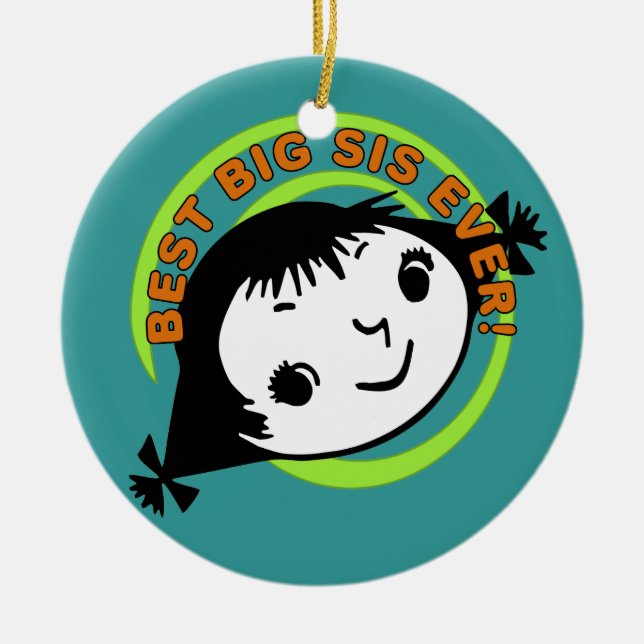 Retro Best Big Sister Ever Keramik Ornament (Vorne)
