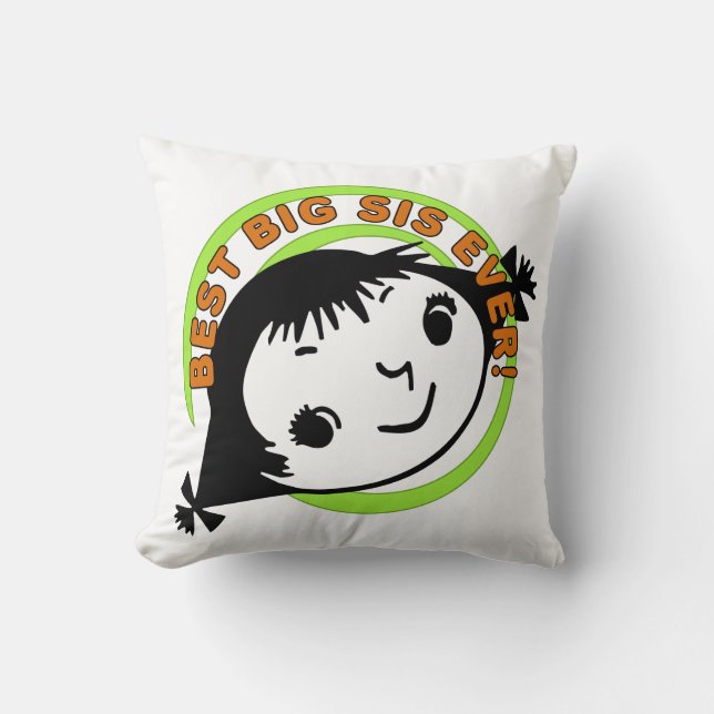 Retro Best Big Sister Ever Kissen (Vorderseite)