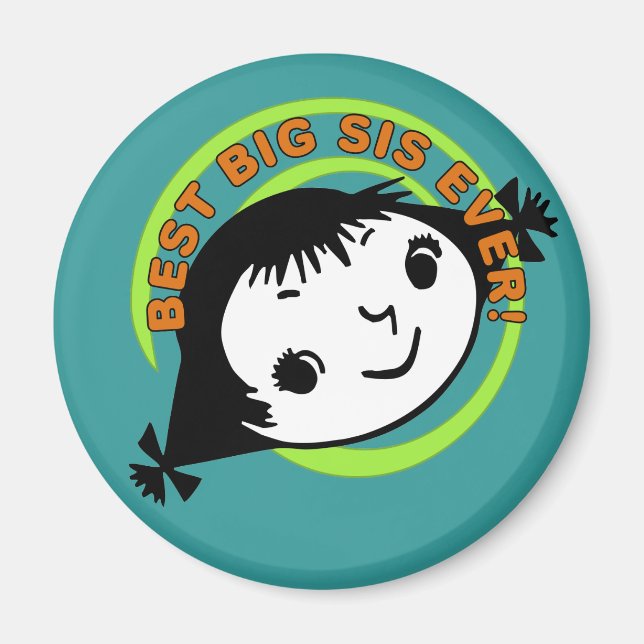 Retro Best Big Sister Ever Magnet (Vorne)