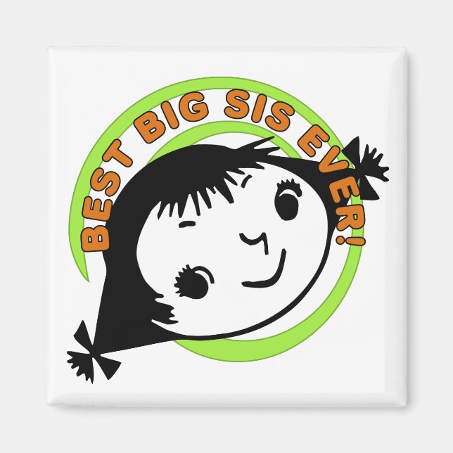 Retro Best Big Sister Ever Magnet (Vorne)