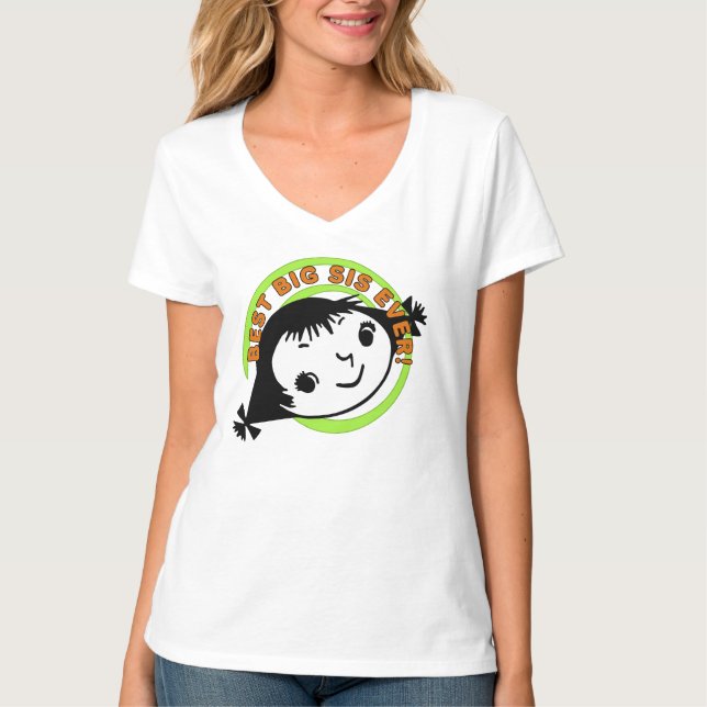 Retro Best Big Sister Ever T-Shirt (Vorderseite)