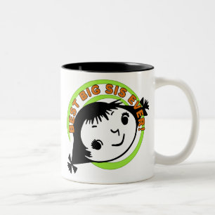 Retro Best Big Sister Ever Zweifarbige Tasse