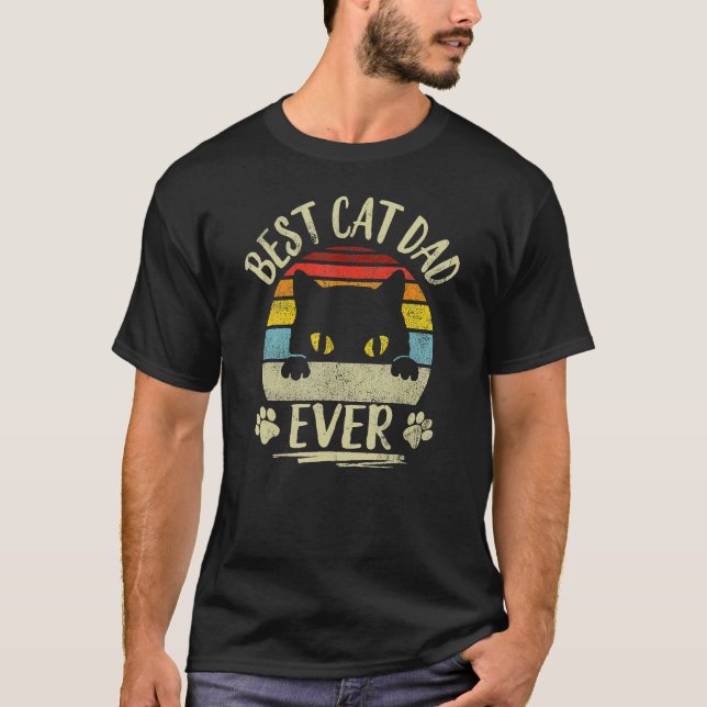Retro Best Cat Dad Ever Cat Fathers Day Daddy Mens T-Shirt (Vorderseite)