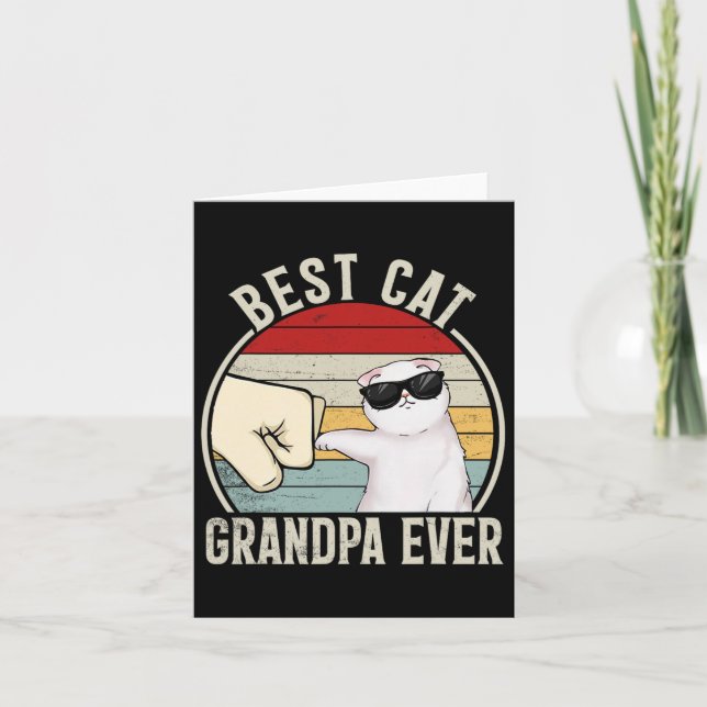 Retro Best Cat Opa Ever Funny Fist Bump Ground Karte (Vorderseite)