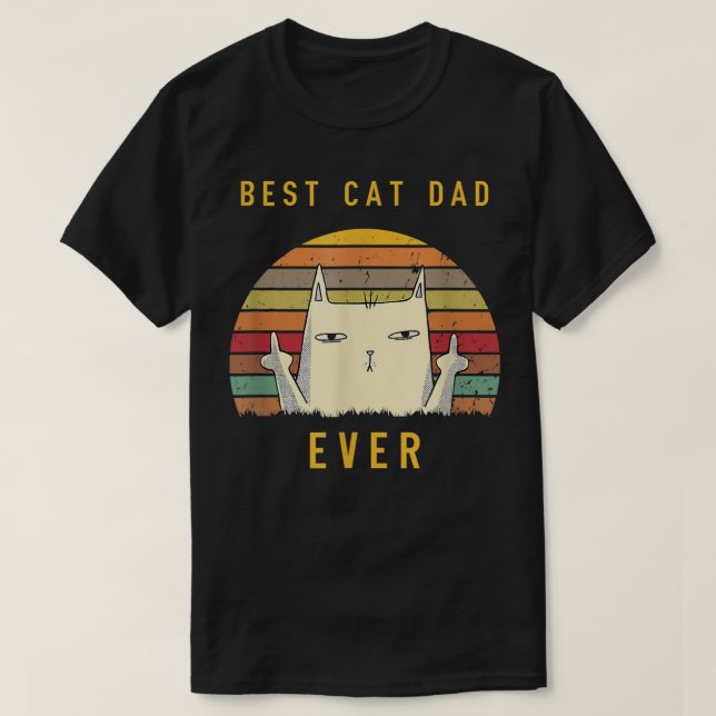 Retro Best Cat Vater Ever Cat Lover Funny Cat Dadd T-Shirt (Design vorne)