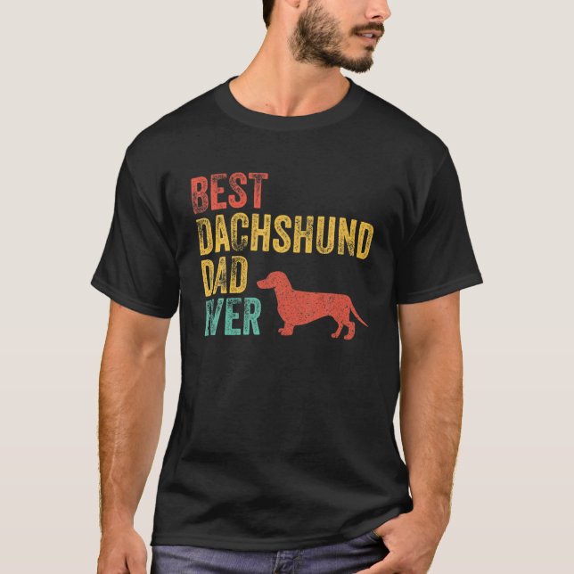 Retro Best Dackel Vater je Daddy Dog Lover Owne T-Shirt (Vorderseite)