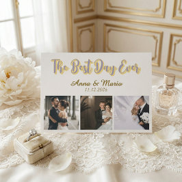 Retro Best Day Ever Photo Collage Wedding Dankeskarte