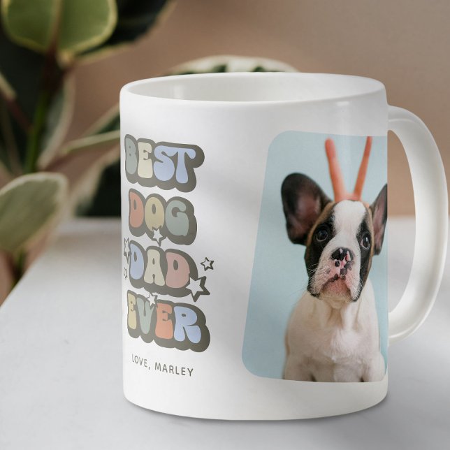 Retro Best Dog Vater je 2 Foto Kaffeetasse (Von Creator hochgeladen)