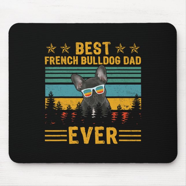 Retro Best French Bulldog Vater Ever Dog Vater's D Mousepad (Vorne)