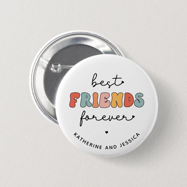 Retro Best Friends Forever | Besties Geschenke Button (Vorne & Hinten)