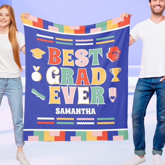 Retro Best Grad je Blue Abschluss Fleecedecke (Von Creator hochgeladen)