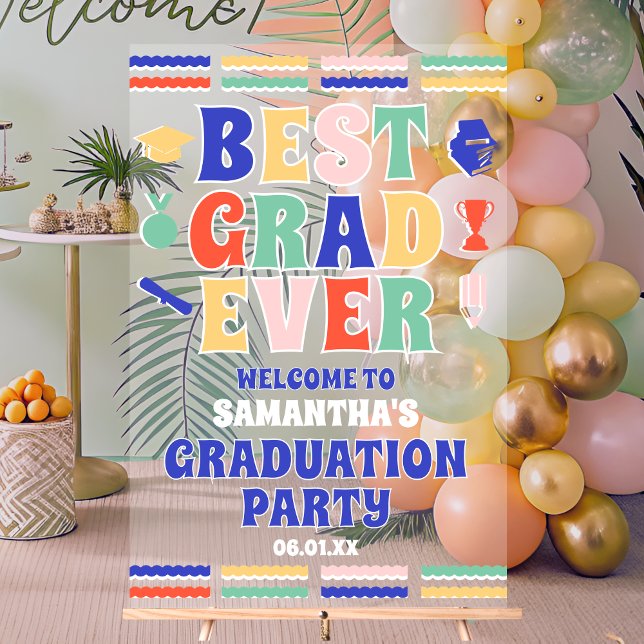 Retro Best Graduation Party - Willkommen Acrylschild (Von Creator hochgeladen)