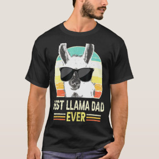 Retro Best Lama Vater Ever T-Shirt Alpaca mit Sonn