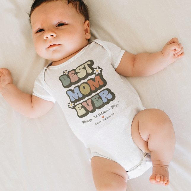 Retro Best Mama je 1. Muttertag Baby Strampler (Von Creator hochgeladen)