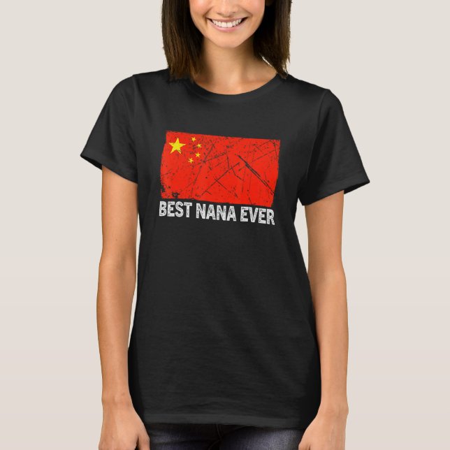 Retro Best Nana China Flag Distressed Mother' T-Shirt (Vorderseite)