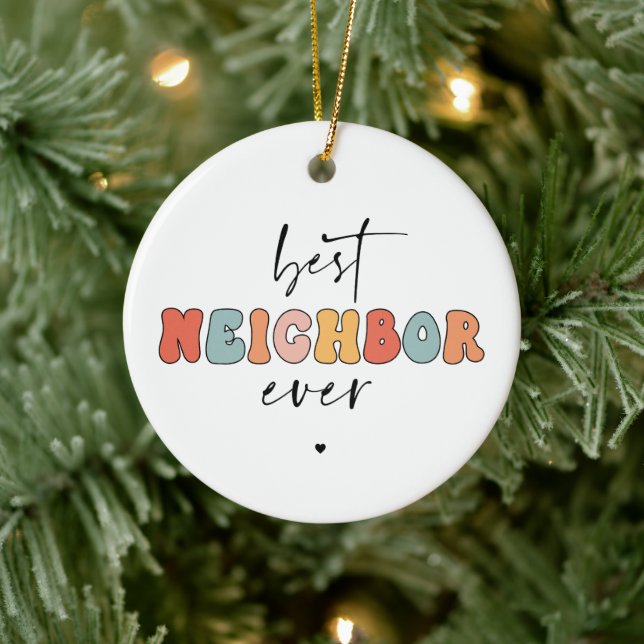 Retro Best Neighbour je Niedlich Keramik Ornament (Baum)