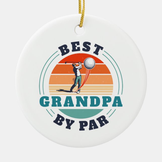 Retro Best Opa Par Custom Christmas Golfing Keramik Ornament (Vorne)