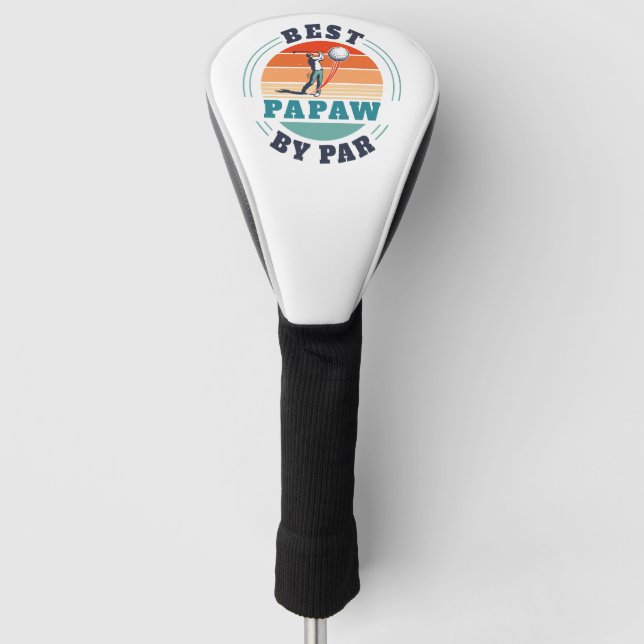 Retro Best Papaw by Par Custom Vaters Day Golf Headcover (Vorderseite)