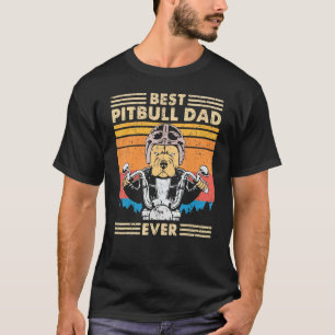 Retro Best Pitbull Dad Ever fährt Motorrad Hund T-Shirt