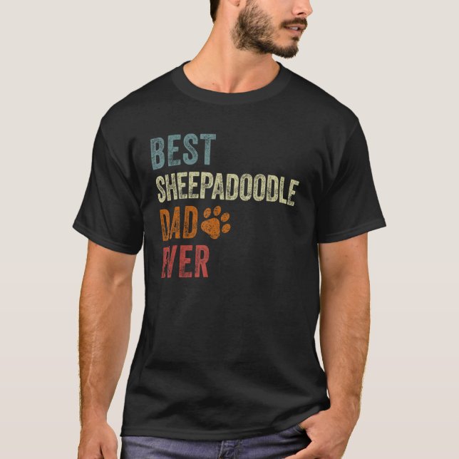 Retro Best Sheepadoodle Vater je Sheepadoodle Fath T-Shirt (Vorderseite)
