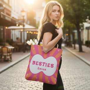 Retro-Beste-Freundinnen personalisierte rosa und o