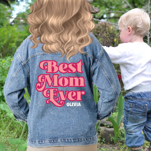 Retro Beste Mama je rosa Muttertagsgeschenk Jeansjacke