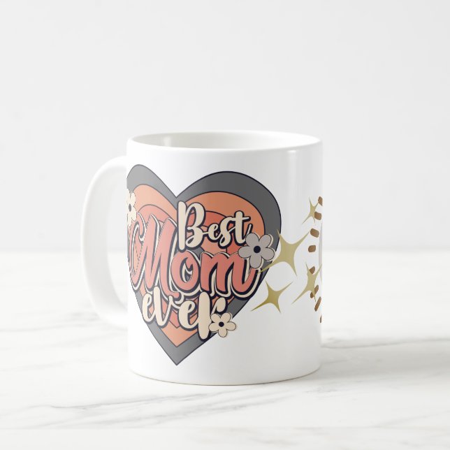Retro Beste Mama je Schöne Kinder Name Dedication Kaffeetasse (Vorderseite Links)