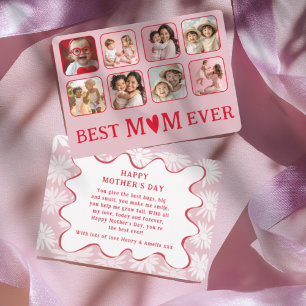 Retro Beste Mutter Aller Zeiten Rot & Pink Foto Feiertagskarte