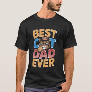 Retro Bester Katzenvater überhaupt Bedrängter Sonn T-Shirt