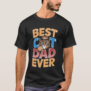 Retro Bester Katzenvater überhaupt Distressed Sonn T-Shirt