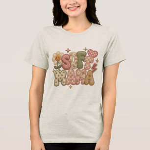 Retro bestickte Soft Mama Design - Vintage Flora Tri-Blend Shirt
