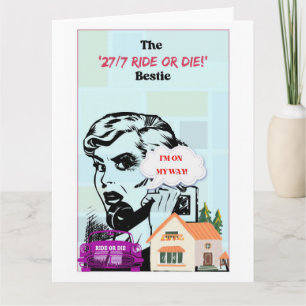 Retro Bestie, Best Friend, Funny Galentine's Card Karte