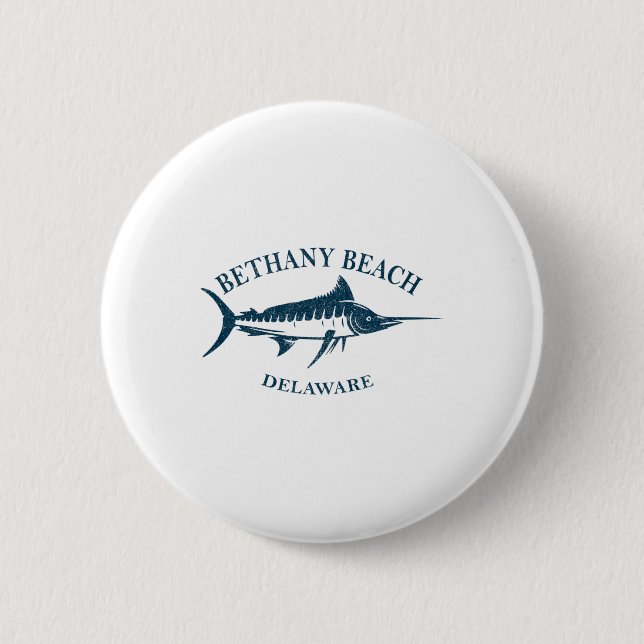 Retro Bethany Beach Delaware Vintages Fischerboot Button (Vorderseite)