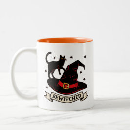 Retro Bewitched Black and Orange Halloween Zweifarbige Tasse