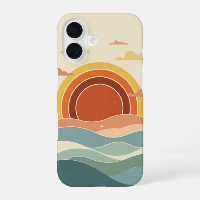 Retro Bewölkte Sonne iPhone 16 Hülle (Rückseite)