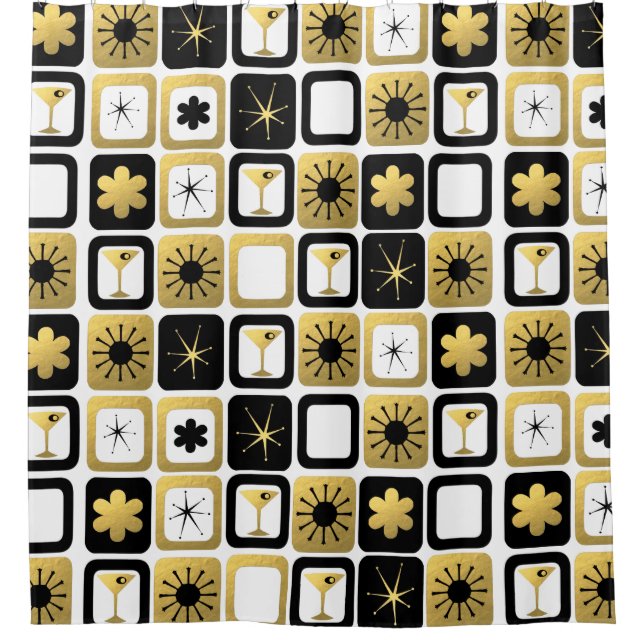 Retro bezaubernder Goldduschvorhang Duschvorhang (Vorderseite)