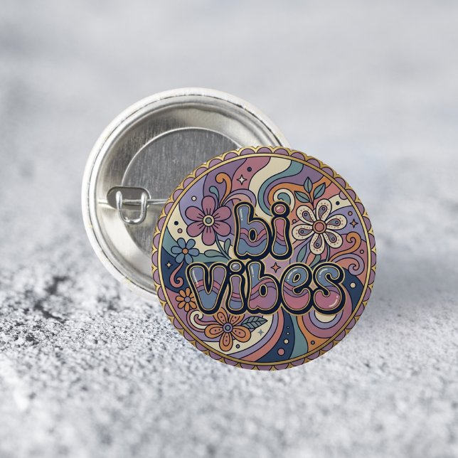 Retro Bi Vibes LGBTQ Stolz Pin Button (Von Creator hochgeladen)