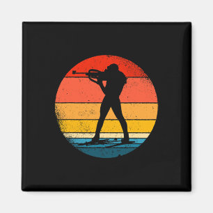 Retro Biathlon Design Langlauf-Biathle Magnet