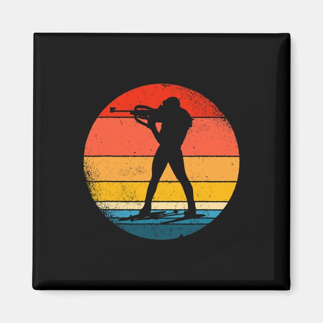 Retro Biathlon Design Langlauf-Biathle Magnet (Vorne)