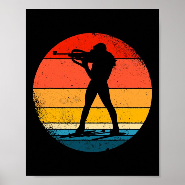 Retro Biathlon Design Langlauf-Biathle Poster (Vorne)