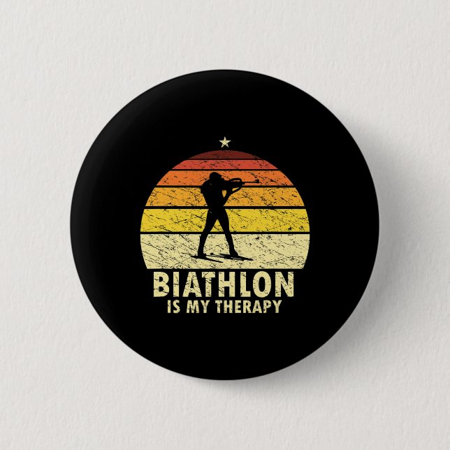 Retro Biathlon Wintersport Langlaufloipe Sh Button (Vorderseite)