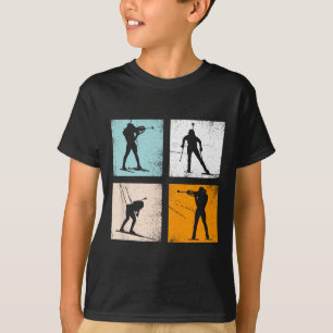 Retro Biathlon Wintersports Fans Männer Frauen Kin T-Shirt