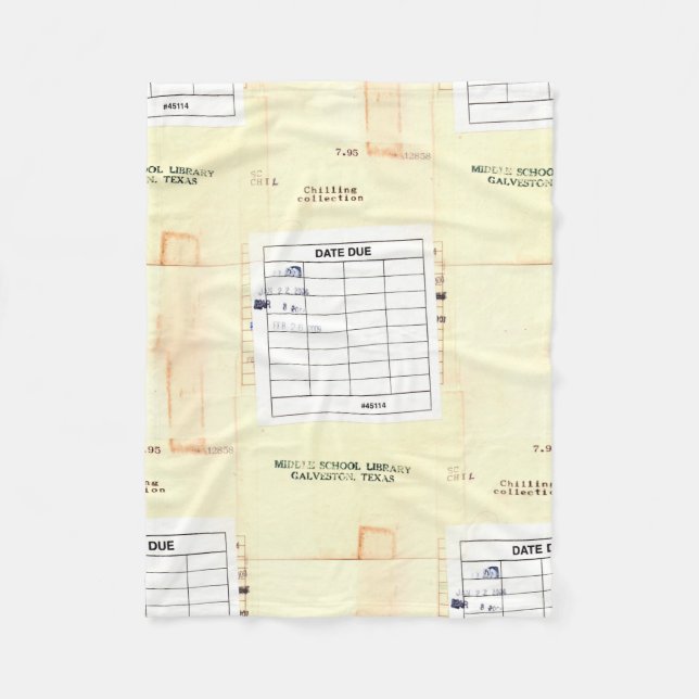 Retro Bibliotheks-Buch-Datums-passende Karte Fleecedecke (Vorderseite)