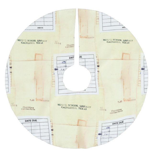 Retro Bibliotheks-Buch-Datums-passende Karte Polyester Weihnachtsbaumdecke (Vorderseite)