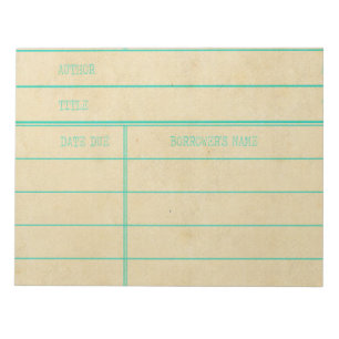 Retro-Bibliotheksbuch-Fälligkeitskarte Notizblock