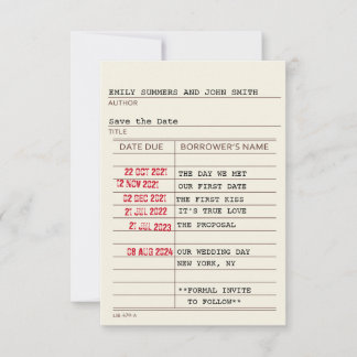 Retro-Bibliothekskarte Save-the-Date Save The Date