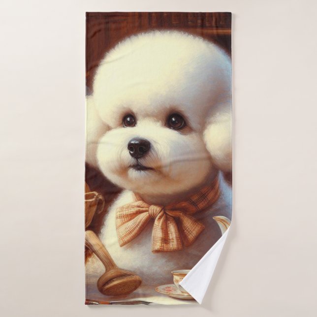 Retro Bichon Frisé Painting Badehandtuch (Badehandtuch)